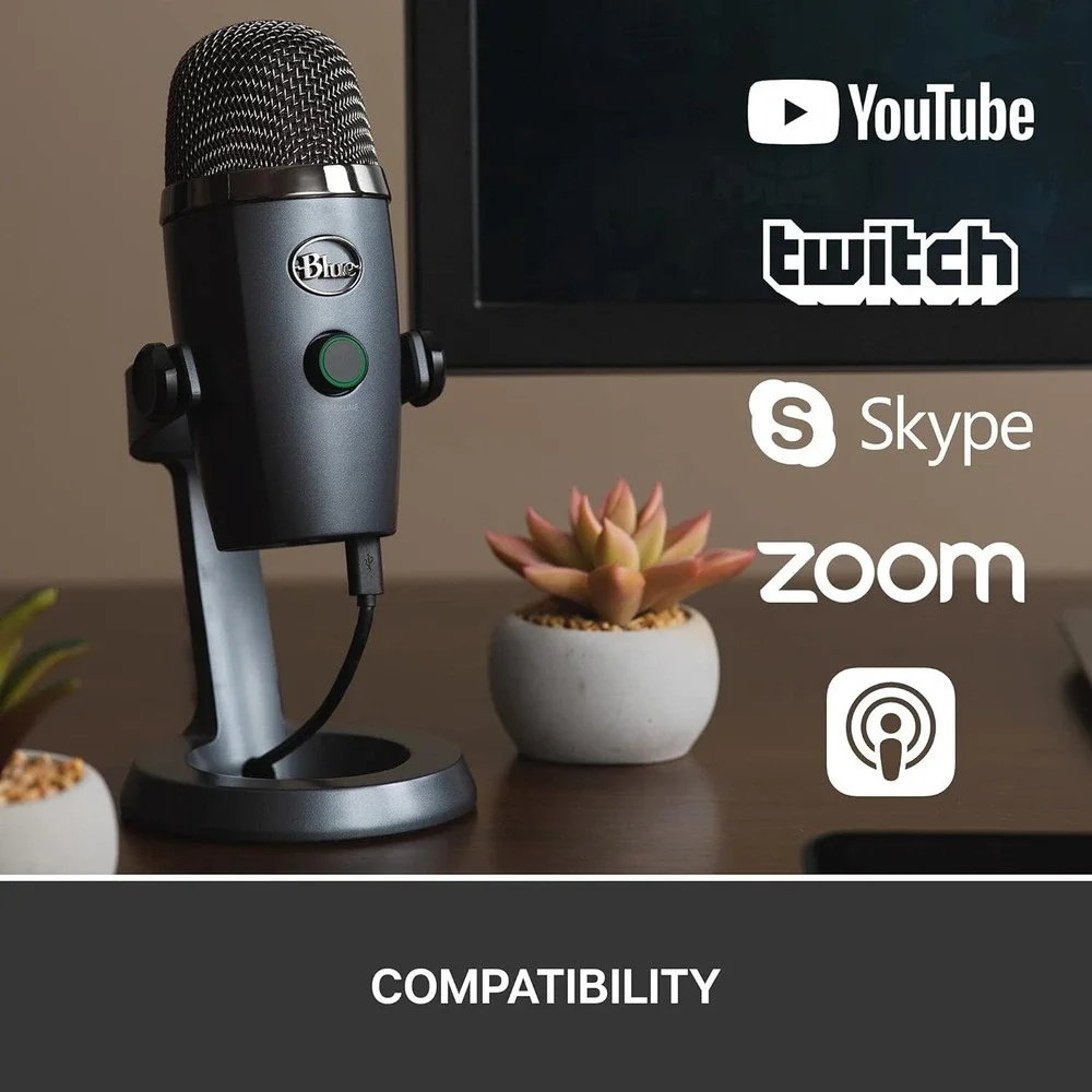 Logitech Blue Yeti Nano Premium USB Microphone for PC, Mac, Gaming, Shadow Grey